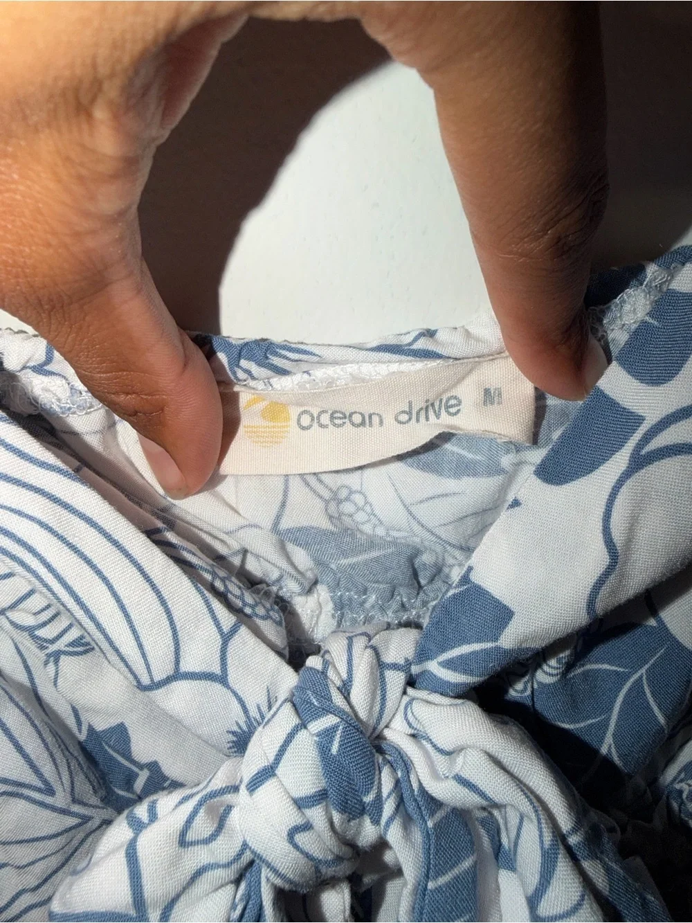 Ocean Drive Blue and White Floral Tie-Front One-Piece - Picture 4 of 4